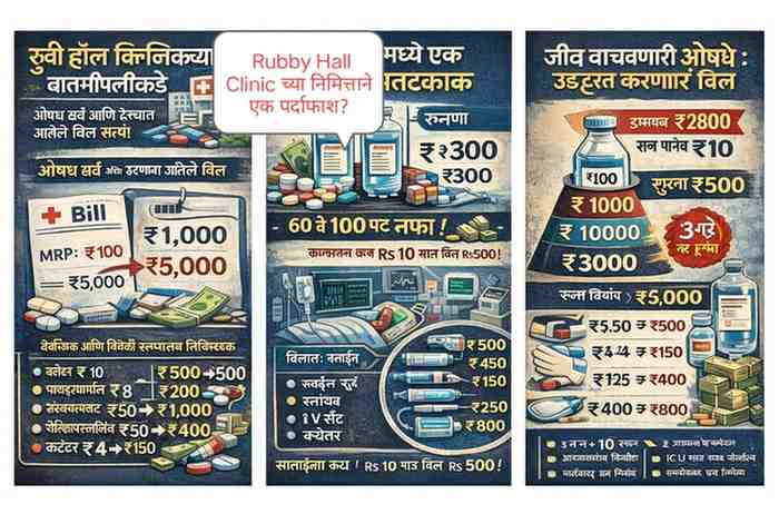 " हा लेख रुबी हॉल क्लिनिकच्या बातमीच्या पार्श्वभूमीवर आरोग्य क्षेत्रातील औषधांद्वारे होणाऱ्या आर्थिक शोषणाचे वैज्ञानिक आणि विवेकी विश्लेषण करतो. औषधांचा प्रत्यक्ष उत्पादन खर्च, रुग्णालयात आकारली जाणारी किंमत, नफेखोरीची यंत्रणा आणि रुग्ण हक्क यावर आधारित हा सविस्तर जागृतीपर लेख आहे."