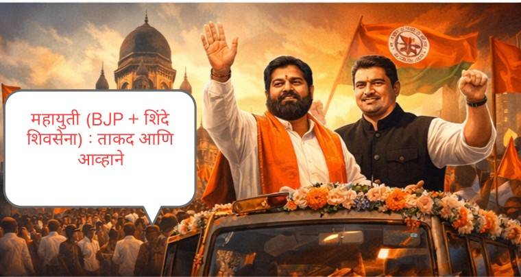 महायुती (BJP + शिंदे शिवसेना) : ताकद आणि आव्हाने