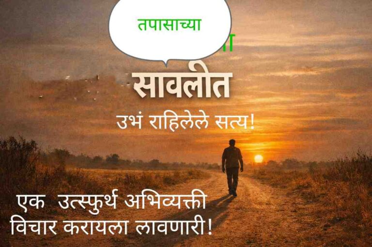 महाराष्ट्र सरकार आणि तपास यंत्रणांच्या संदर्भातील राजकीय प्रश्नांवर आधारित ‘तपासाच्या सावलीत’ ही ग्रामीण तत्त्वचिंतनात्मक मराठी कविता दर्शविणारी फीचर्ड इमेज