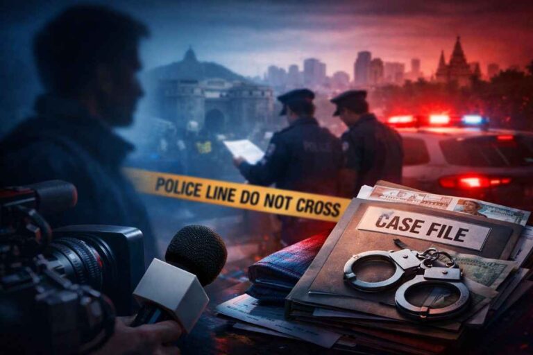 Pune journalists extortion case illustration showing police investigation and media ethics issue