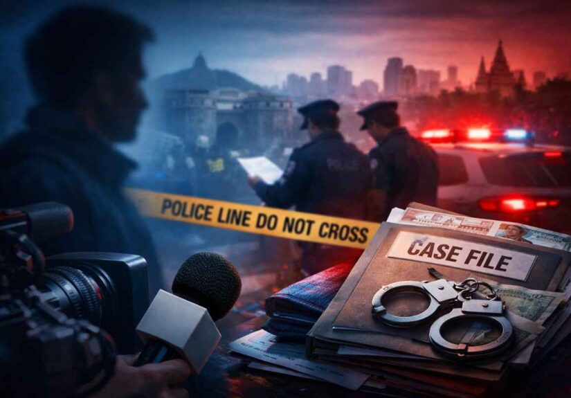 Pune journalists extortion case illustration showing police investigation and media ethics issue