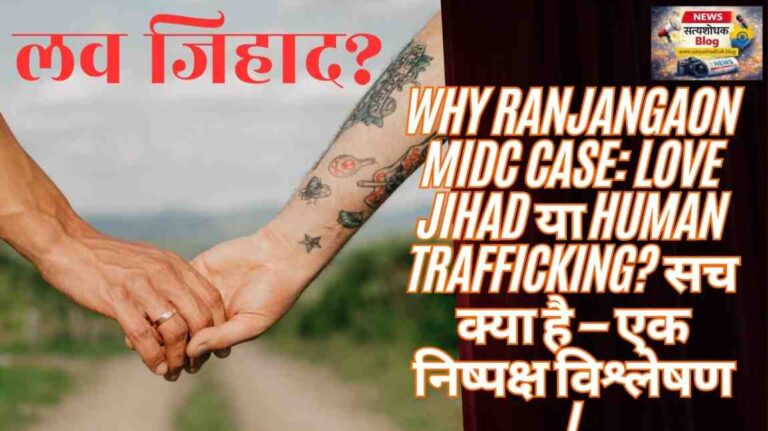 Ranjangaon MIDC case analysis showing couple holding hands with text love jihad or human trafficking truth Hindi news