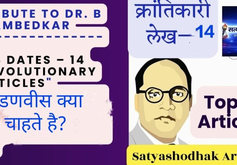Dr Babasaheb Ambedkar tribute with 14 revolutionary articles concept and Satyashodhak News branding