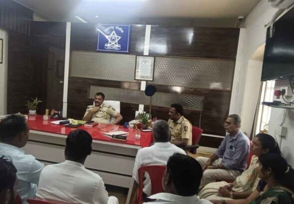 Police Patil Meeting Shirur discussing CCTV installation for village security at Shirur Police Station