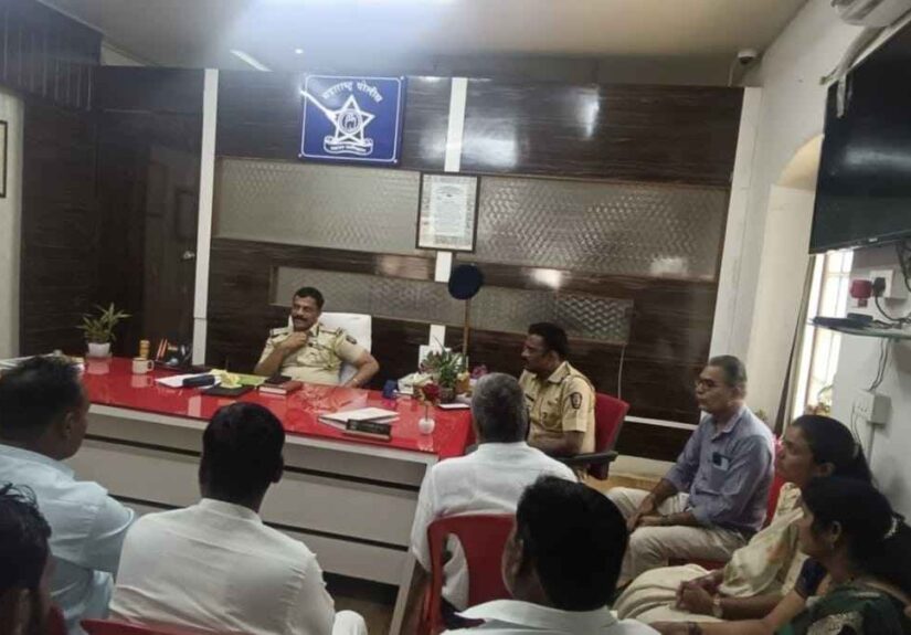 Police Patil Meeting Shirur discussing CCTV installation for village security at Shirur Police Station