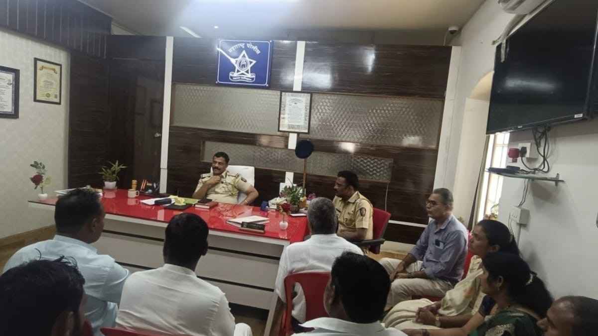 Police Patil Meeting Shirur discussing CCTV installation for village security at Shirur Police Station