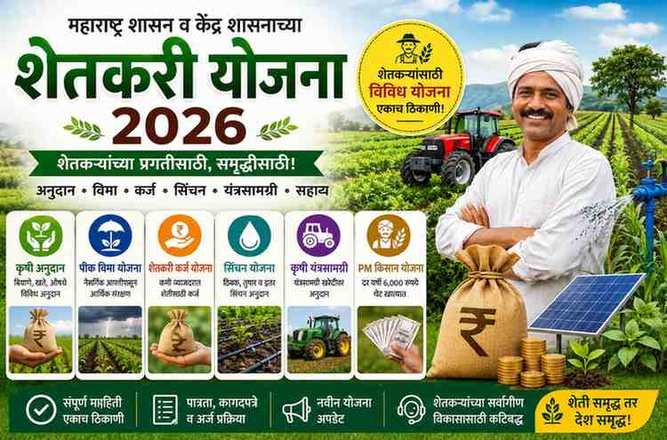 महाराष्ट्र शेतकरी योजना 2026 – कृषी अनुदान, पीक विमा, सिंचन, कर्ज आणि पीएम किसान योजना