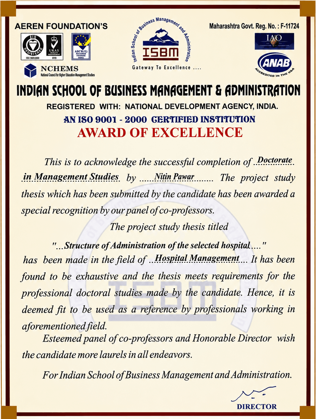 Nitin Pawar DMS Doctorate