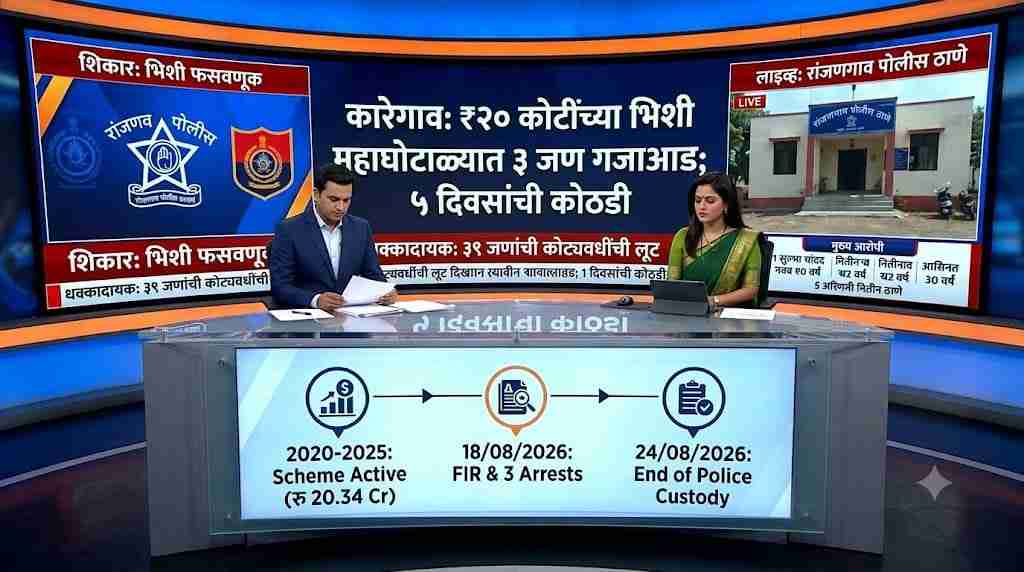 Ranjangaon MIDC News : कारेगाव येथे दुप्पट पैशांचे आमिष दाखवून २० कोटींपेक्षा अधिक रकमेची फसवणूक; तीन आरोपींना अटक