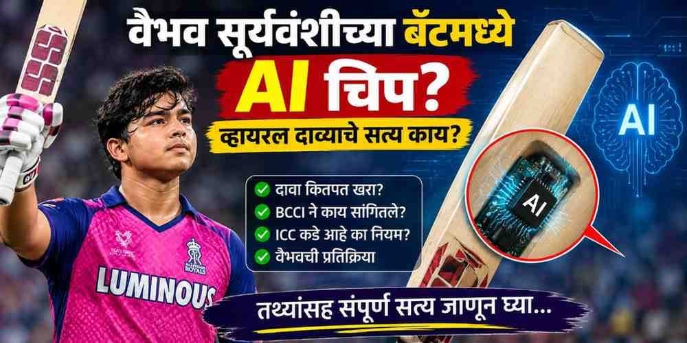 Vaibhav Sooryavanshi AI Chip : वैभव सूर्यवंशीच्या बॅटमध्ये AI चिप असल्याच्या व्हायरल दाव्याबाबत तथ्याधारित विश्लेषण.